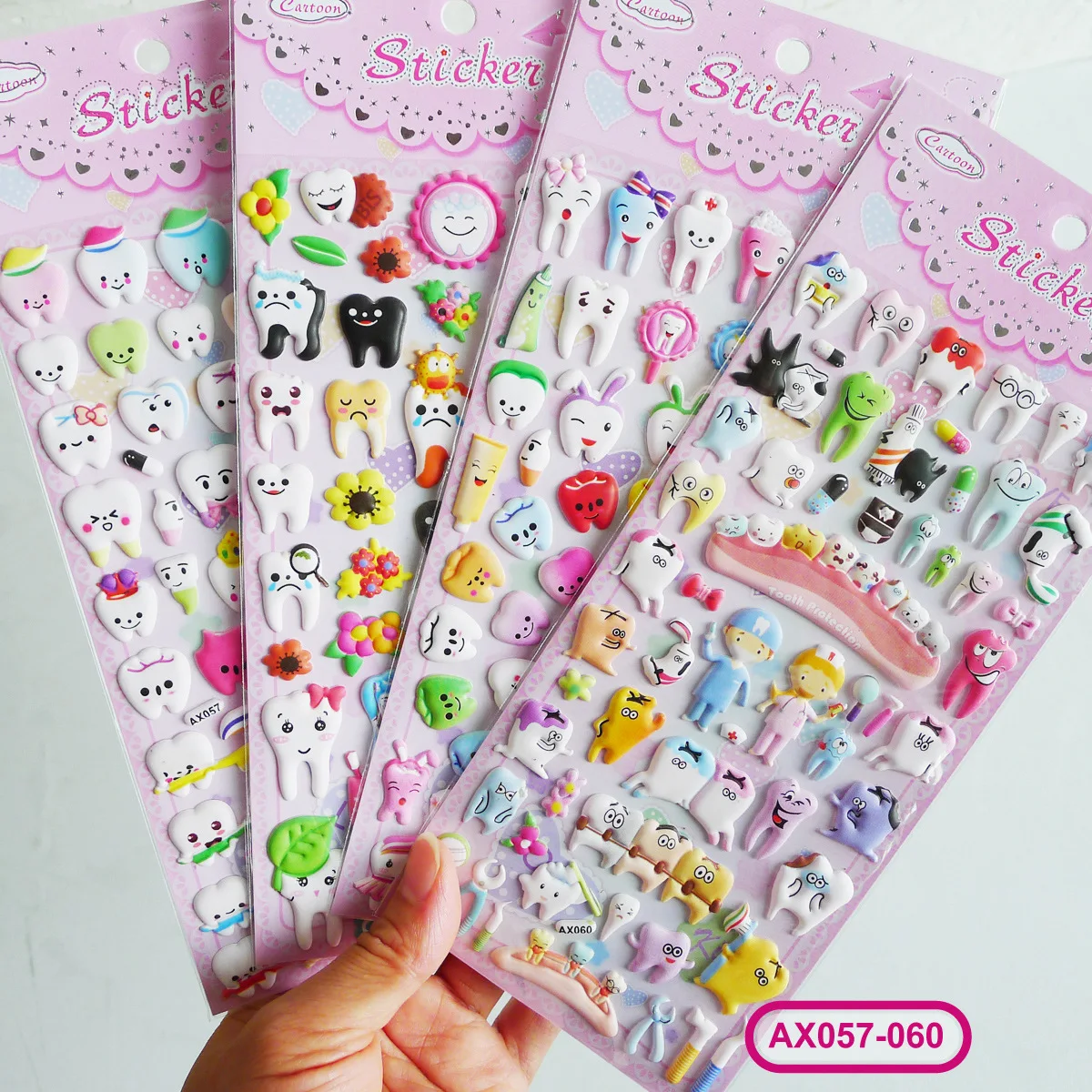 10Pcs Tooth brushing Stickers dental Clinic Party Gifts Cartoon Stickers Children's Rewards Foam Tooth Decoration