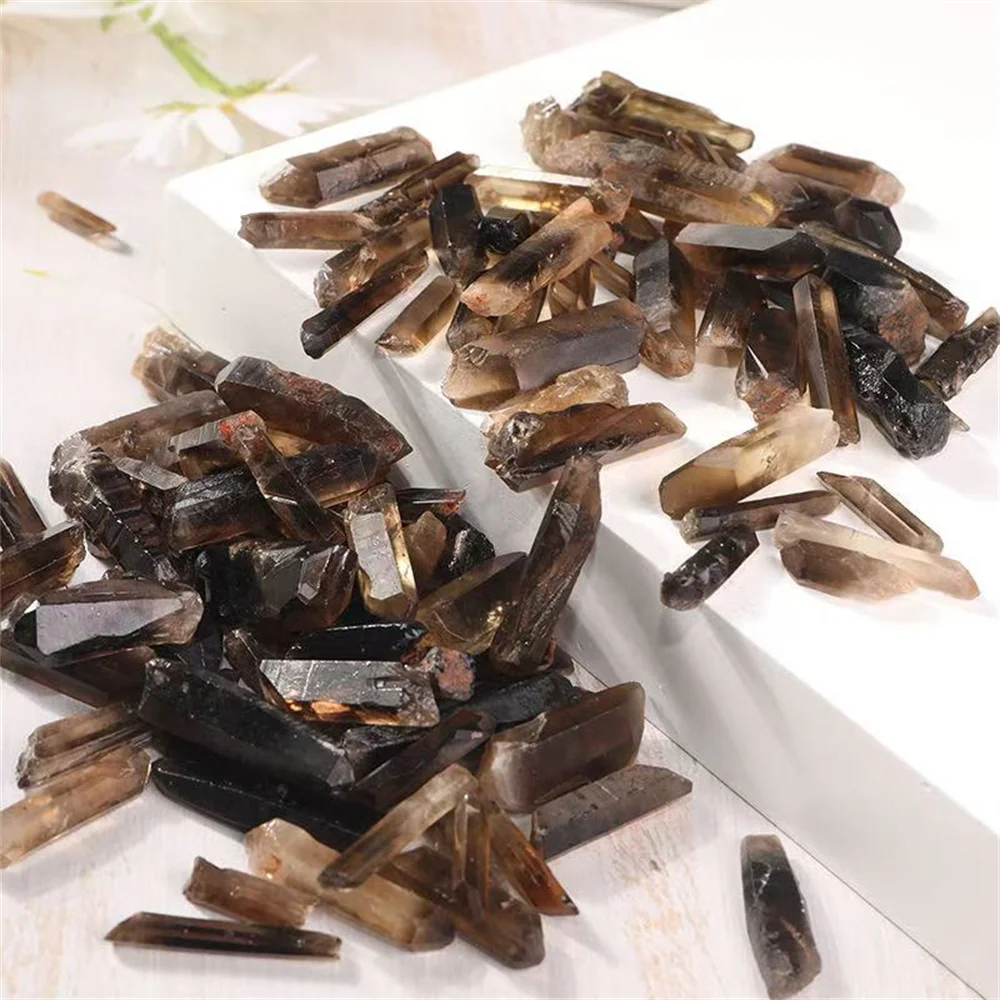 Natural Smoky Quartz Crystal Points Specimen Reiki Healing Stone Hexagonal Prisms Obelisk Wand Energy Tower Meditation Decora