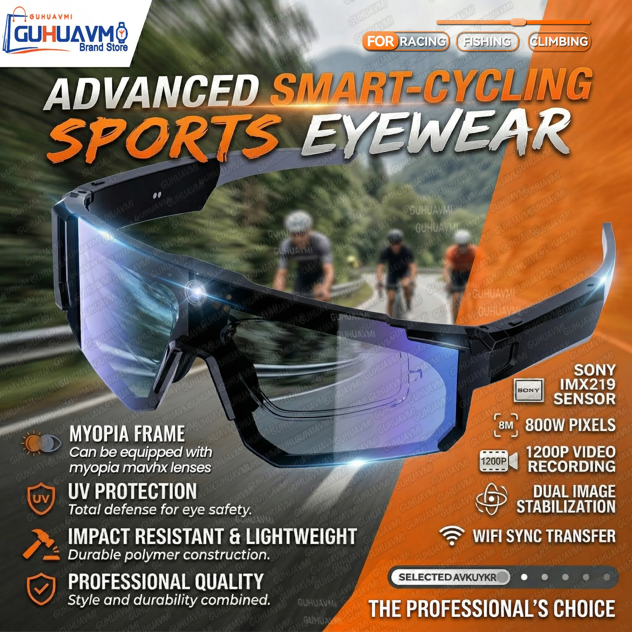 New AI Smart Glasses 1200P Camera 4K Anti-Shake Cycling Windproof Goggles AI Voice Translator Call Open Ear Audio Sunglasses Men