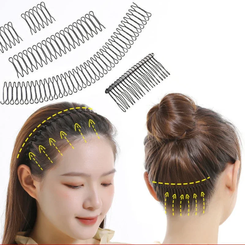 

Women Invisible Broken Hair Hairpin Adult Tiara Tools Roll Curve Needle Bangs Fixed Insert Comb Professional Styling Accessories