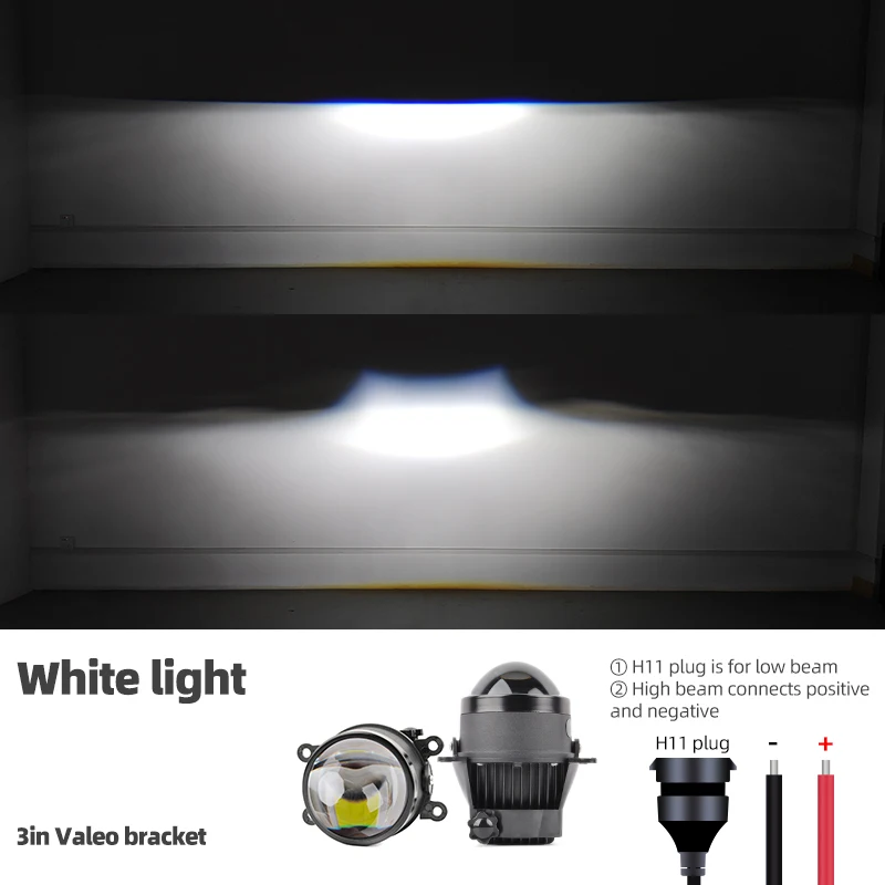 Universele 3.0 Bi-led Mistlampen HD lens Wit licht geel licht 12 V Auto LED mistlampen projector lens waterdicht IP68