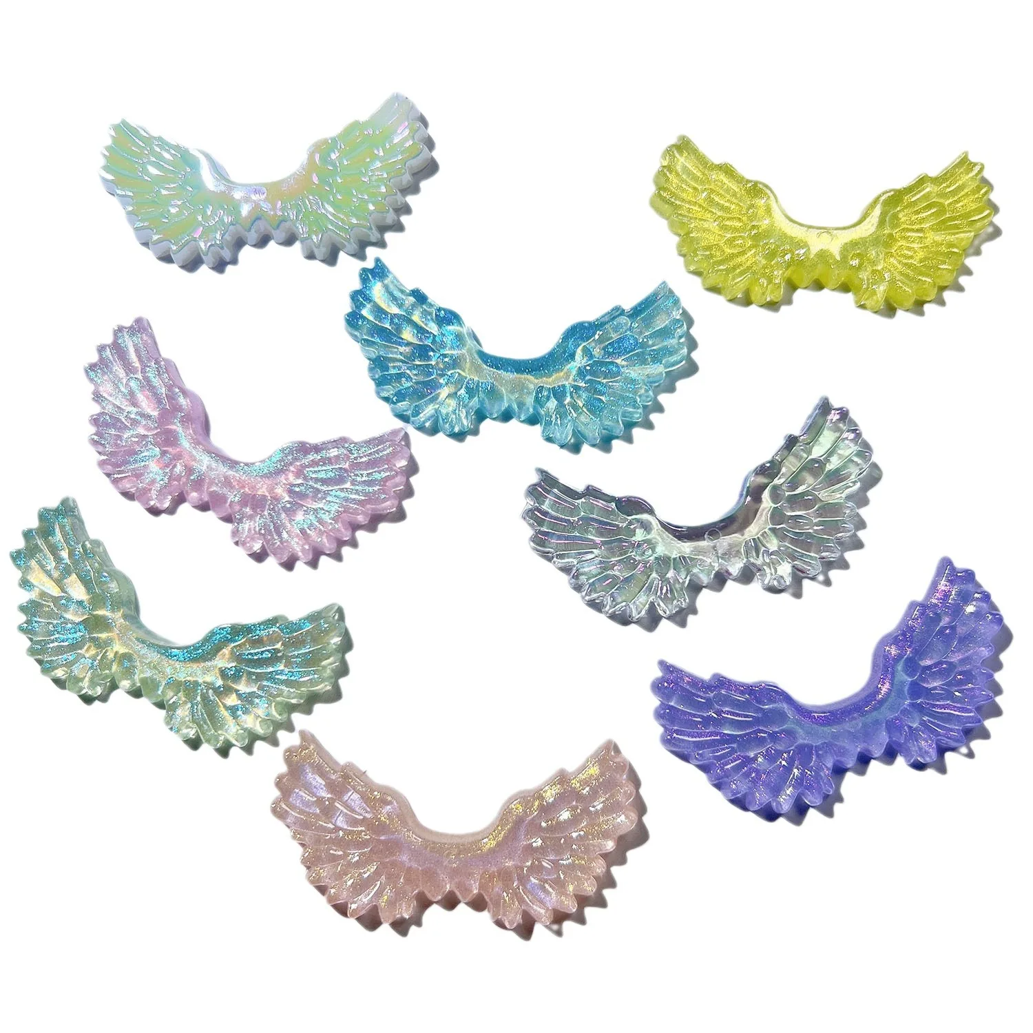 أكريليك متعدد الألوان شفاف جناح ملاك كابوشون بظهر مسطح ، سكرابوكينغ ، أجزاء ديكو للهاتف ، إكسسوار شعر ذاتي الصنع ، 20 #5