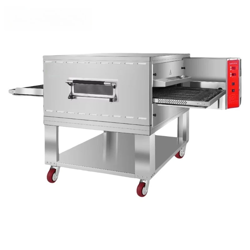Customized Big Size Pizza Gas Power Conveyor Pizza Oven for Frozen Base Cooking Wide Tunnel Belt Oven Commercial Kitchen Oven