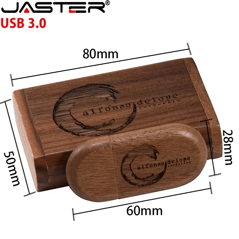 5PCS/LOT JASTER USB 3.0 Wooden USB+Box Pen drive 4GB 16GB 32GB 64GB USB Flash Drive Pendrive Memory stick 1PCS Free custom logo