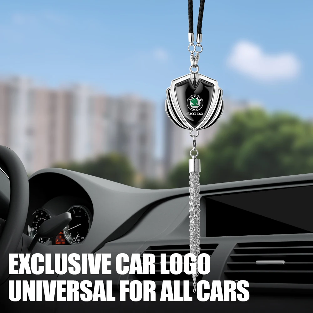 Car Styling Metal Badge Emblem Auto Rearview Mirror Hanging Pendant For Skoda Octavia Mk3 Fabia 2 Superb 3u 2 Kamiq Kodiaq VRS