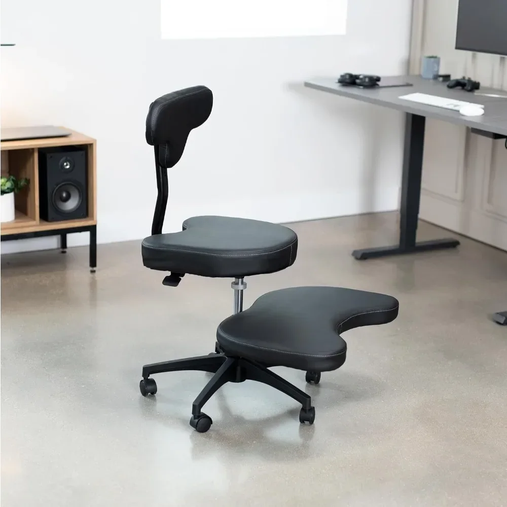 Ergonomic Mobile Cross Legged Desk Chair with Wheels, Home and Office, Flexible Kneeling Chair for Fidgeting