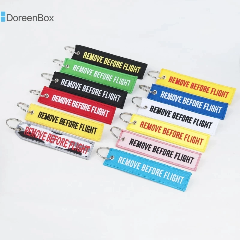 Doreen Box Hot Tags Keychain Keyring Rectangle Polyester Embroidery Message 