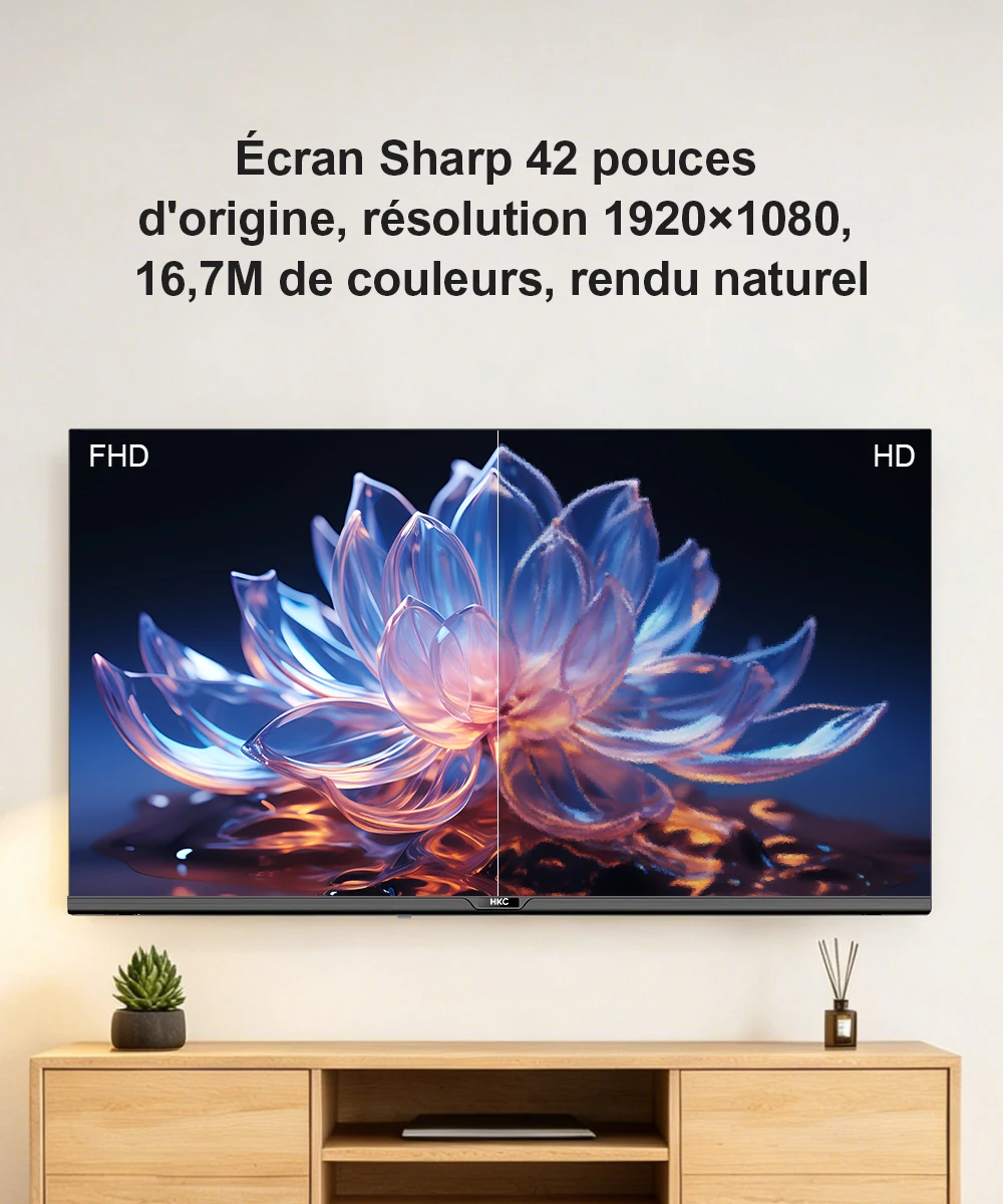 TV HKC 42 Pouces FHD Smart — VIDAA · Dolby Audio · HDR10 S34d0251ca45443c1a6e22e35cdf22c1b0