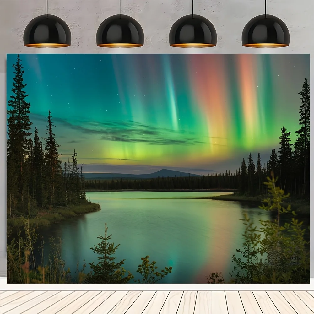 نسيج حائط ساحر من الأضواء الشمالية لديكور المنزل الصادق، يتميز بشاشة عرض يفتن لـ Aurora Borealis