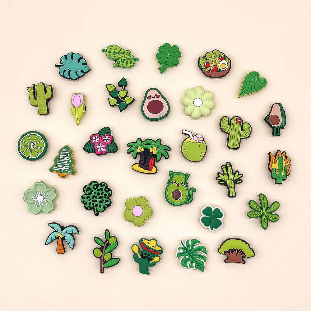 1/30pcs Naturual Green Plants Shoe Charms for Women Girls Kids Pins Accessories Cactus Flower Lemon Shoe Decorations Gift Buckle