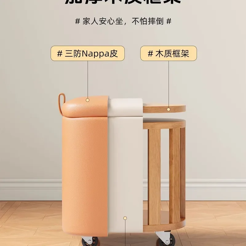 Cream Style Rotating Makeup Stool with Storage Square Low Dresser Chair for Girls Bedroom Nail Art Vanity Seat Factory Direct