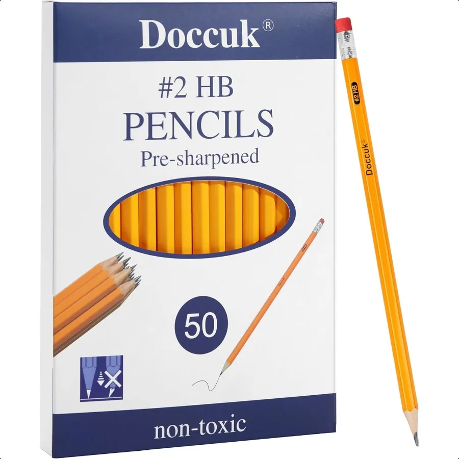 

Premium Yellow PreSharpened Bulk 2 Pencils With Erasers WoodCased Hb Pencils Suitable For Classrooms Offices And Teachers 50 Co