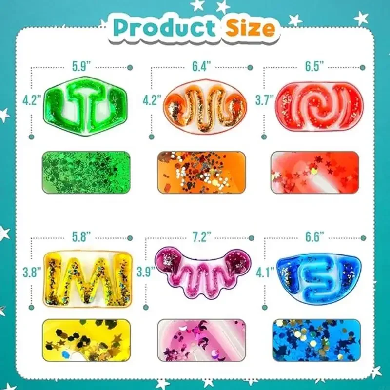 6 個の液体の流れ感覚スクイーズおもちゃ子供のためのストレスリリーフ感情ボール虹色の視覚刺激 15UB