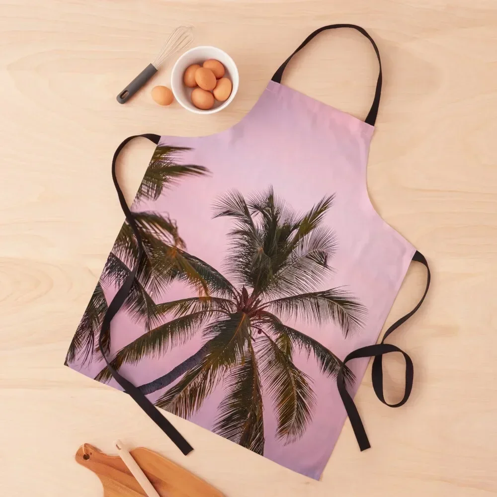 

Pink Sunset Palm Trees Apron Women's Home Clothes Kitchen Chef Kitchen Kitchen Tools Accessories Apron