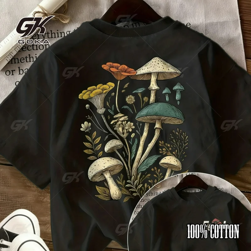 Cottagecore Mushroom Graphic T-Shirt Goblincore Fungi Toadstool Print Tee Boho Nature Aesthetic Streetwear Hipster Comfortable