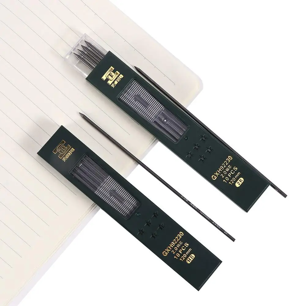 

Core 120mm Long 10 Pcs/box Black 2.0mm Pencils HB/2B Lead Student Stationery Mechanical Pencil Refill for School Supplies