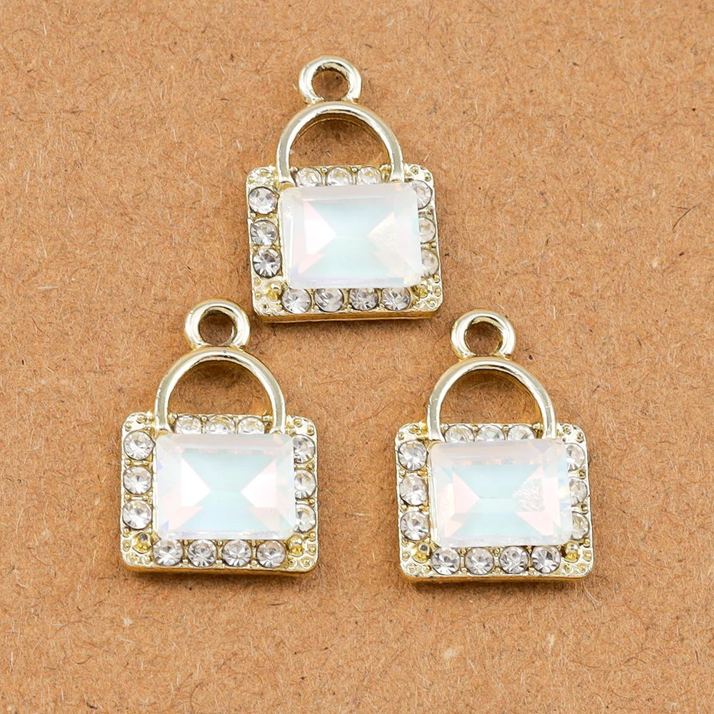 

10pcs Crystal Gemstone Simulation Handbag Charms Pendants for Jewelry Making Necklace Earrings DIY Handmade Accessories