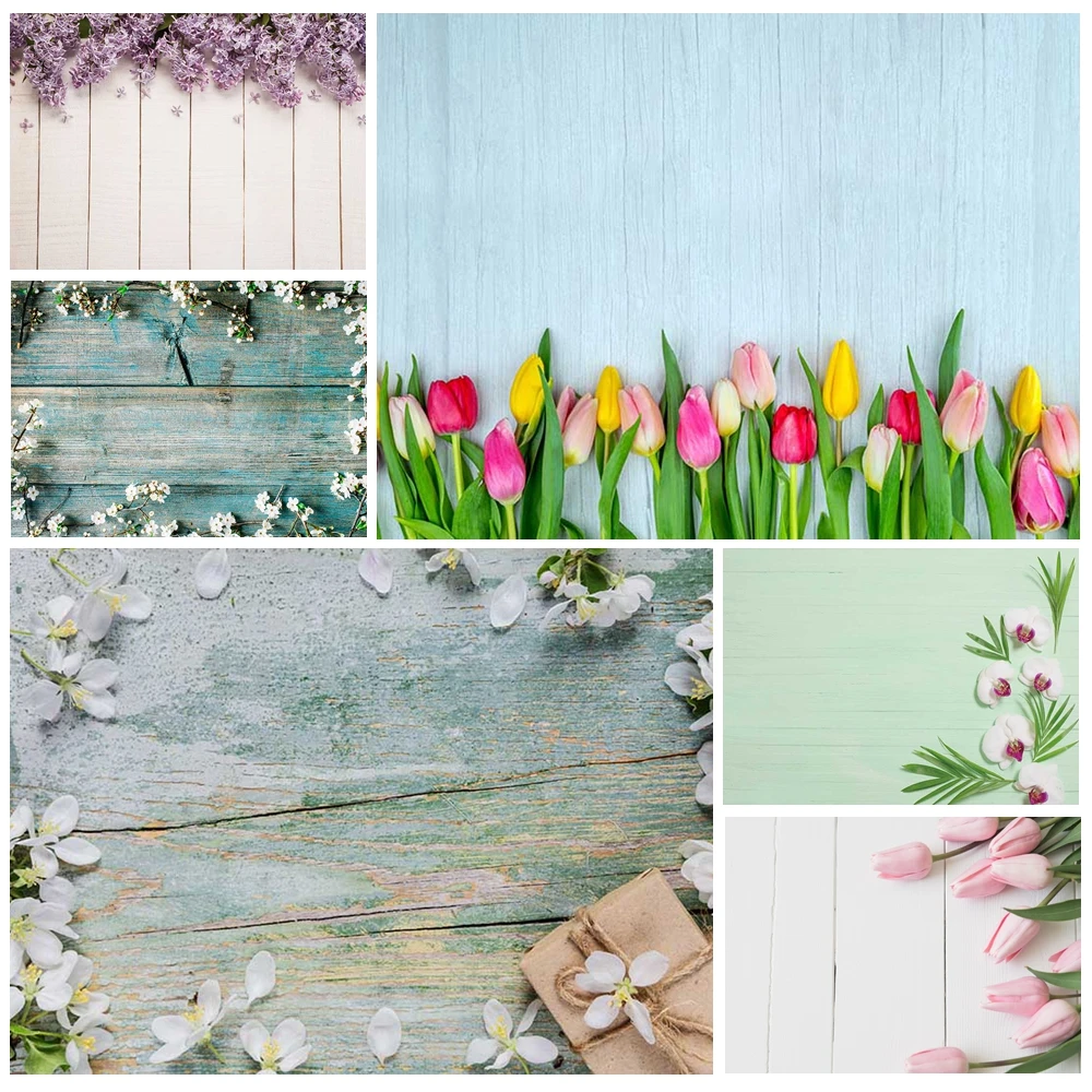 

MOON.QG Floral Wooden Plank Photography Backdrops Plank Wedding Wood Backgrounds Photo Wallpaper Photography Party Decorations