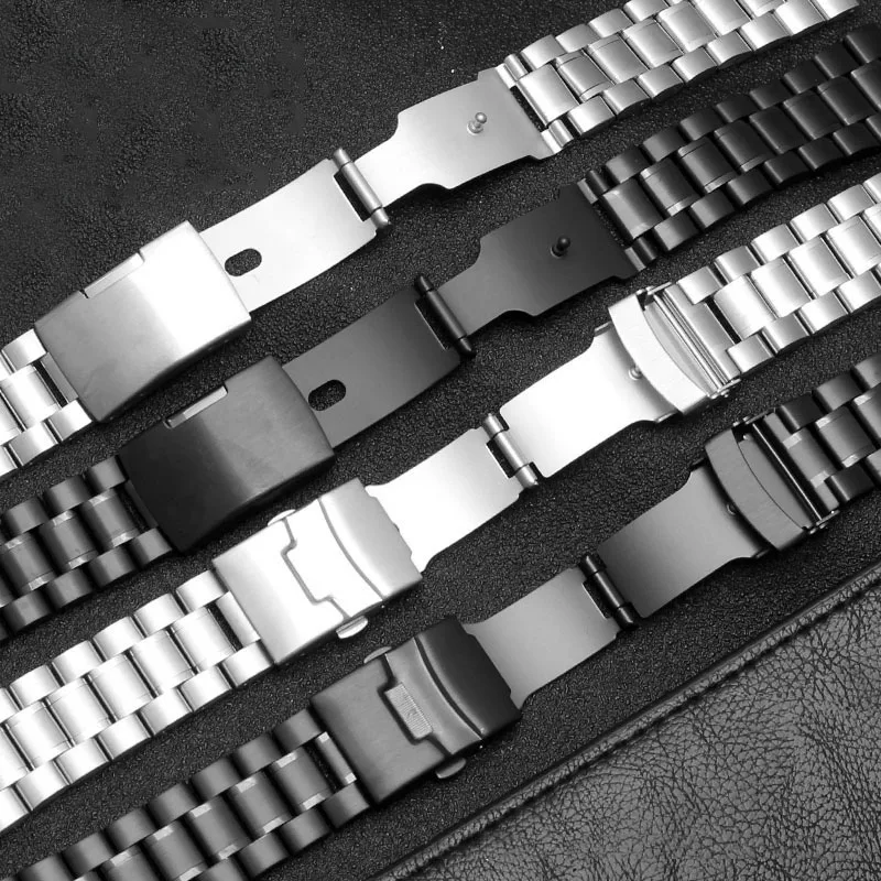 FOR Timex Tidal Men\'s Stainless Steel Watch Band For TW2R55500 T2N720 T2N721 T2N739 Watch Strap 24x16mm Silver Black Bracelet