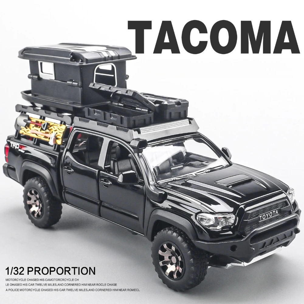 

1:32 Scale Tacoma RAM Mammoth 6x6 Cars Model Toys Wheel Pull Back Miniature SUV Doors Opened Off-road Vehicle Educational Toys