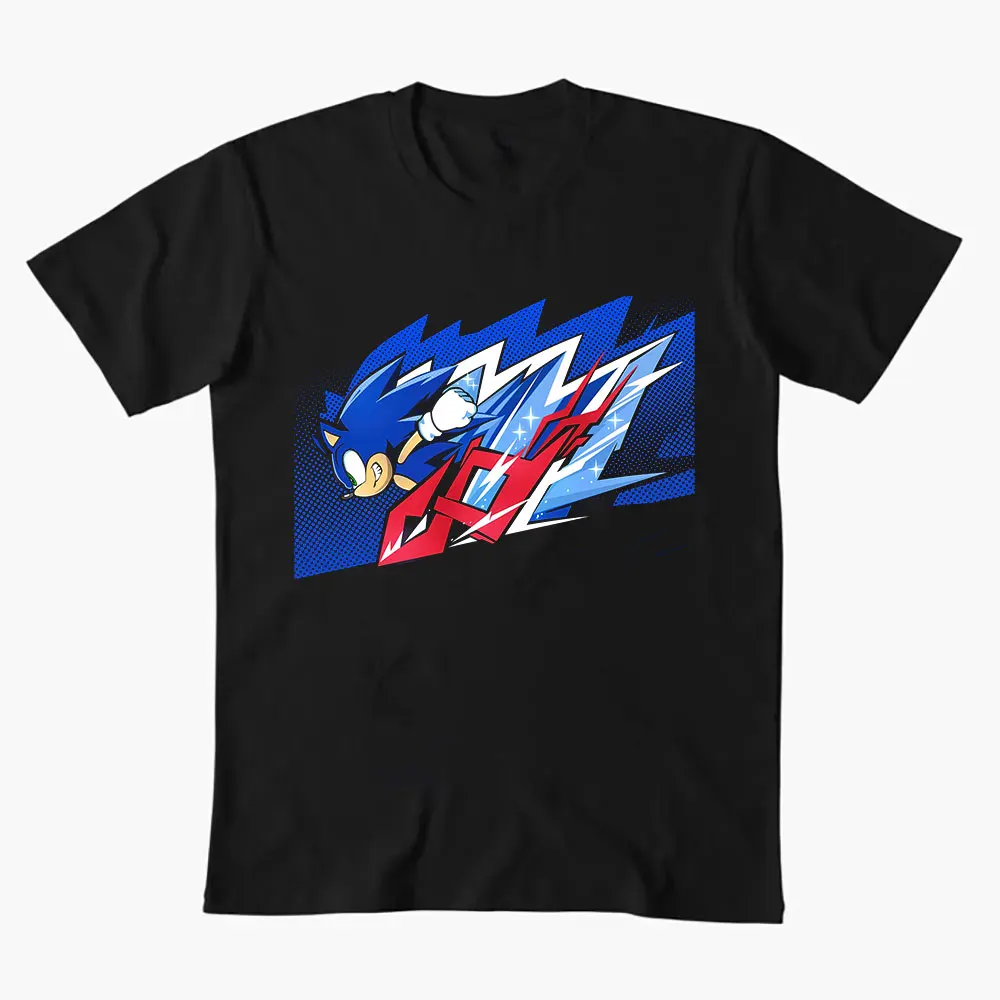 

High-Speed Sonic The Hedgehog Shadow Character Paint Graphic T-Shirt Y2K clothes Cartoon tee Short Sleeve Apparel All size tops