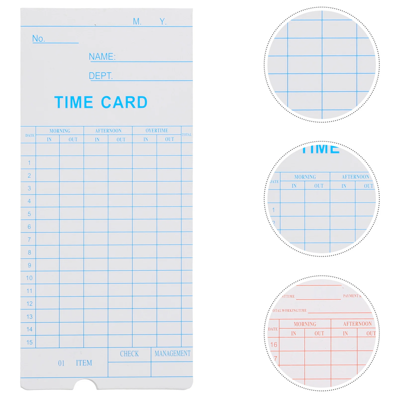 100Pcs 직원 출석 카드 용 프리미엄 품질 시간 카드 종이 양면 영어 버전 사무용품
