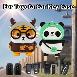 Cartoon Tiger Dinosaur Panda Car Key Case Cover For Toyota Prius Camry Corolla C-HR CHR RAV4 Prado 2018 2022 Car Accessories