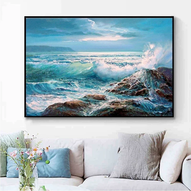 Strong Winds Huge Waves 5D Diamond Painting DIY Full Diamond Embroidery Restaurant Office Home Decor Diamond Cross Stitch Kits