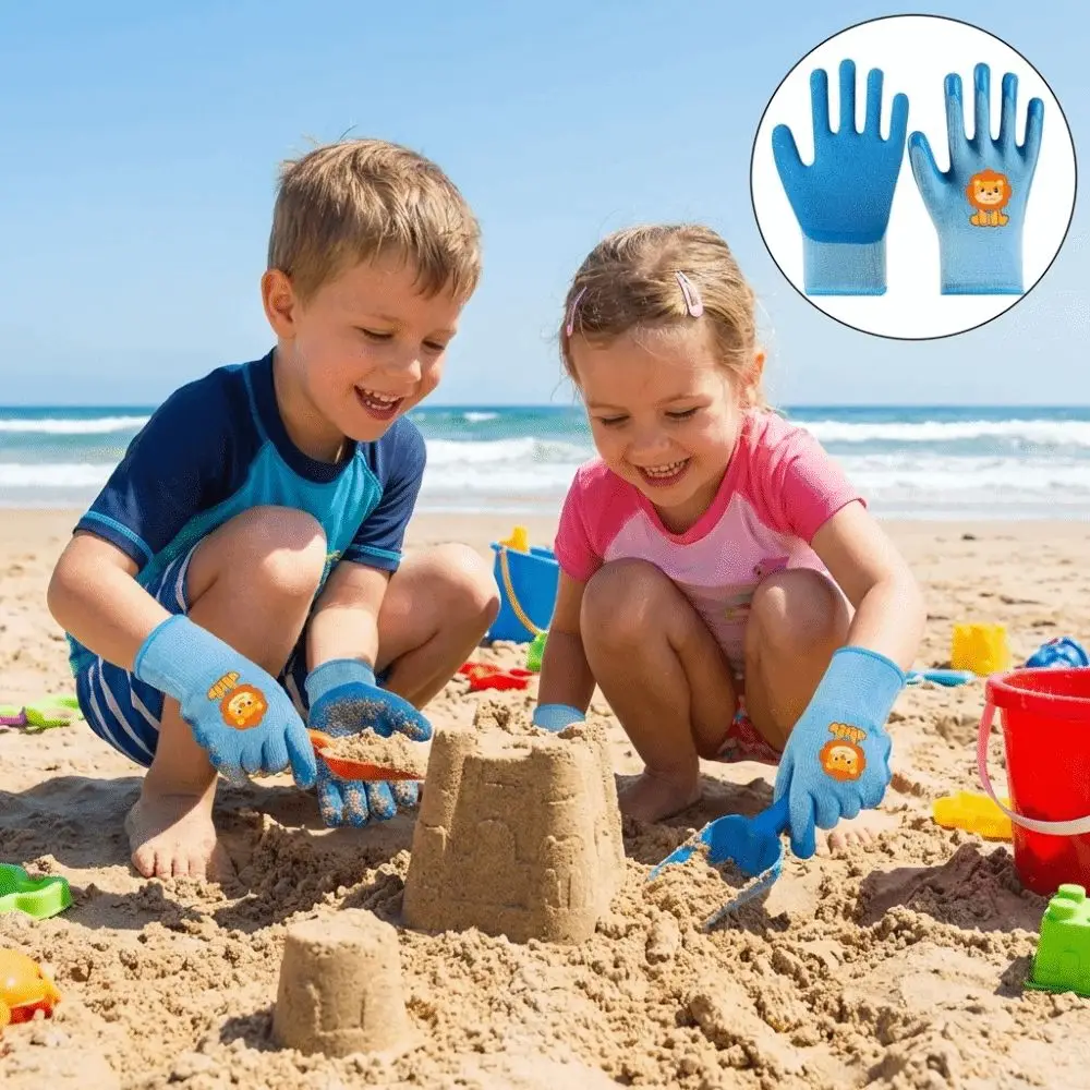 Waterproof Kids Beach Gloves Non-Slip Cartoon Animal Pattern Children Protective Glove Wear Resistant Breathable Work Gloves