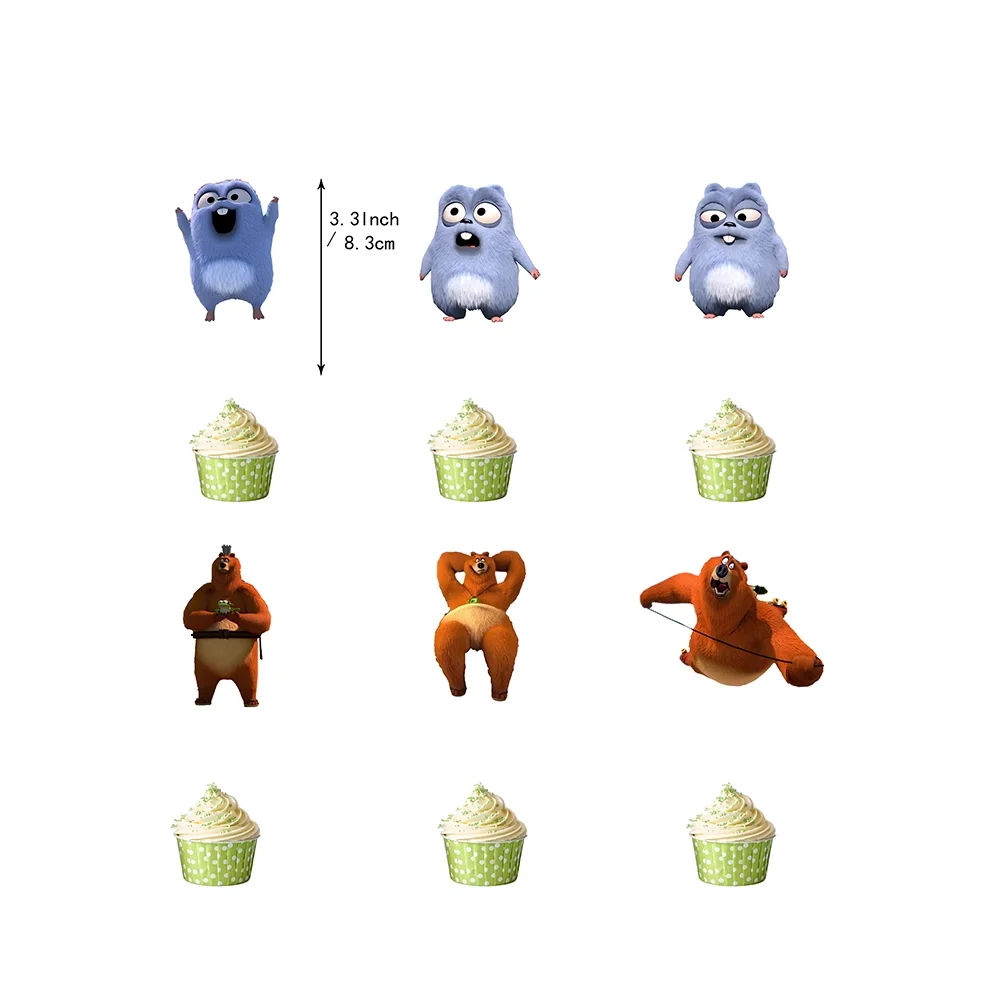 Grizzy and The Lemmings Birthday Party Supplies Cartoon Decor Forest Bear Mouse Balloon Banner Backdrop Cake Topper Kid Gift
