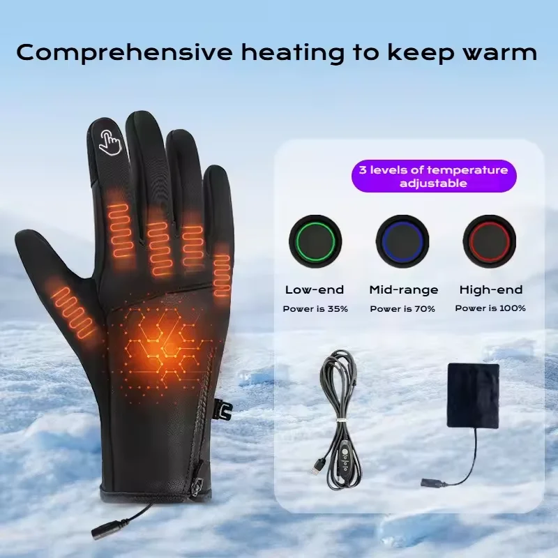 

USB Touch Screen Gloves Heating Thermal Gloves Waterproof Electric Heated Gloves Winter Hand Warmer for Outdoor Cycling Hiking