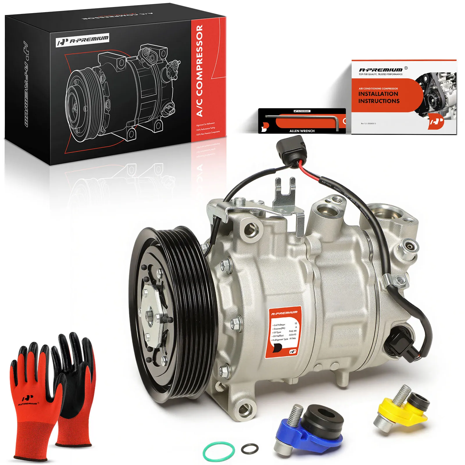 A-Premium AC Compressor with 6-Groove Pulley for Audi Q7 2017-2019 A6 2016 A6 Quattro A7 Quattro 2016-2018