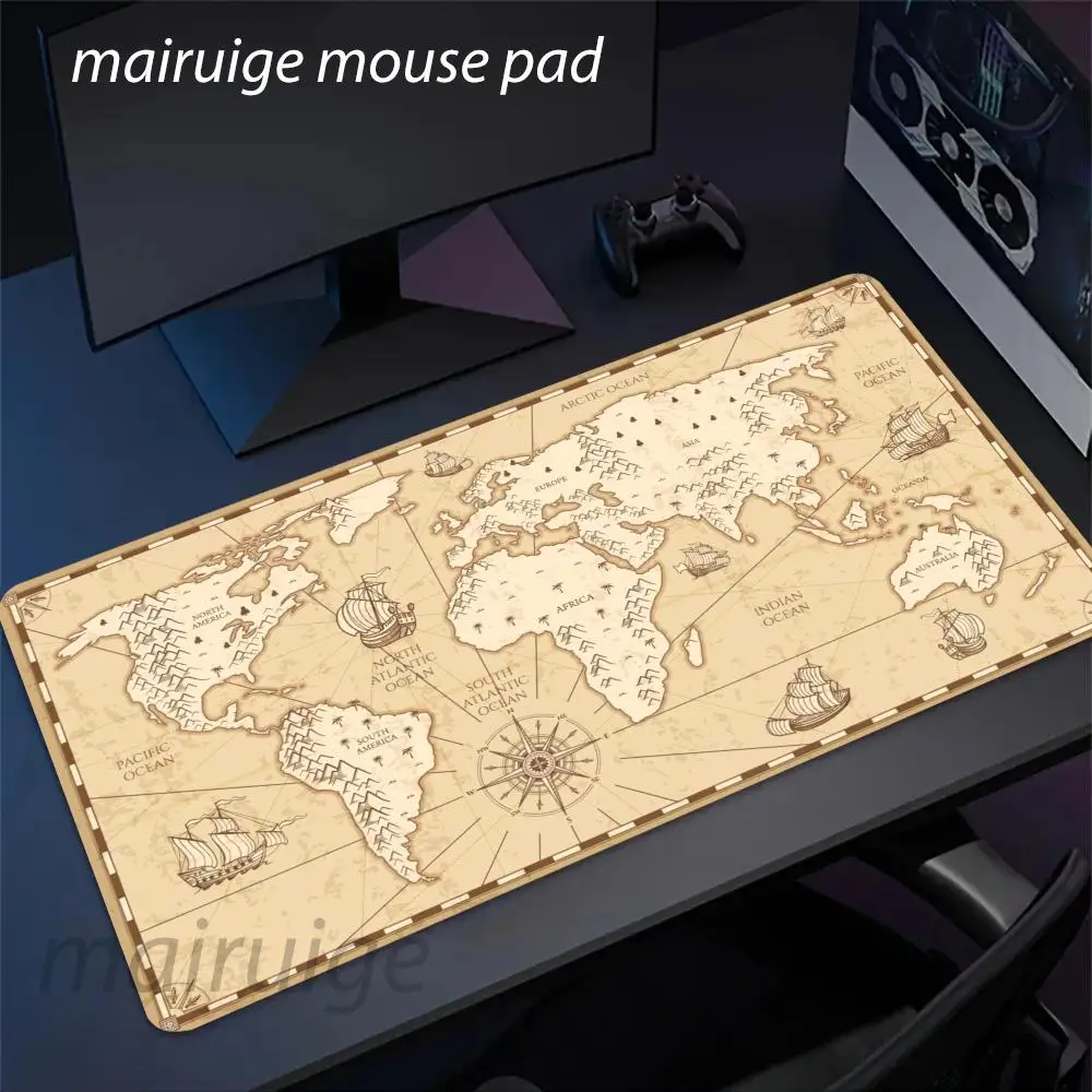 

Винтажный коврик для мыши, большой коврик для компьютера, офиса, игрового стола, XXL, резиновый, противоскользящий, с прошитыми краями, для клавиатуры, моющийся, настольный коврик