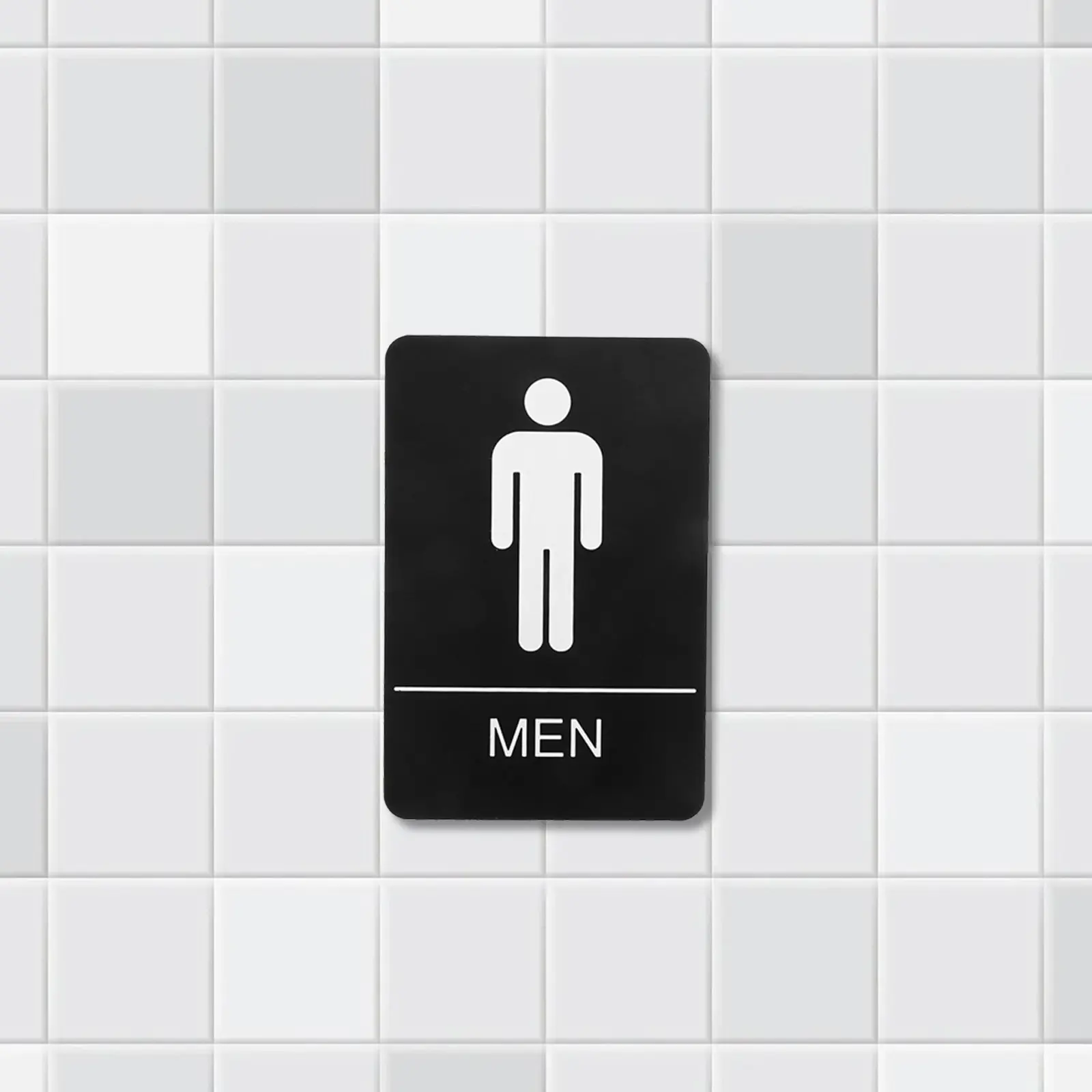 

Clear Braille Restroom Sign Acrylic Men's Toilet Direction Self Adhesive Waterproof Decal for Public Restroom Corridor Entrance