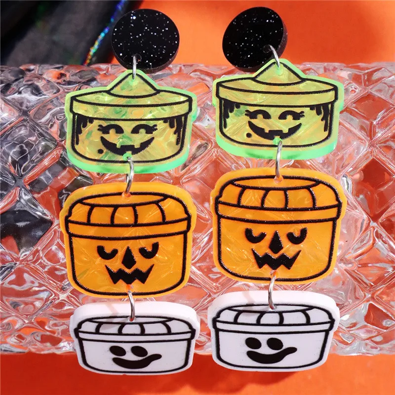 Halloween Bucket Pail Earrings, Acrylic Candy Bucket Earrings, Happy Meal Earrings, Kawaii Earrings, Spooky, Meme Jewelry, Funny