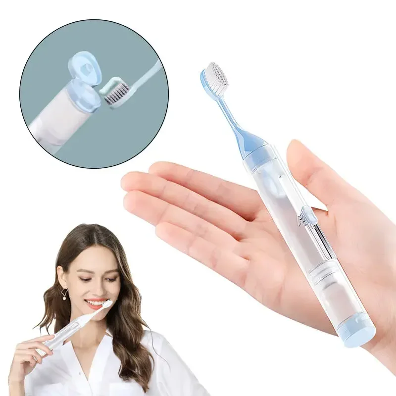 Creative Plastic Travel Hiking Toothbrush Set Toothpaste Storage Kit Tooth Clean Tools Folding Toothbrush