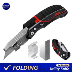 Folding Knife Replaceable Utility Knife for Cable Cartons Carboard Boxes Cutter Handle Knife Blades Outdoor Hand Tool