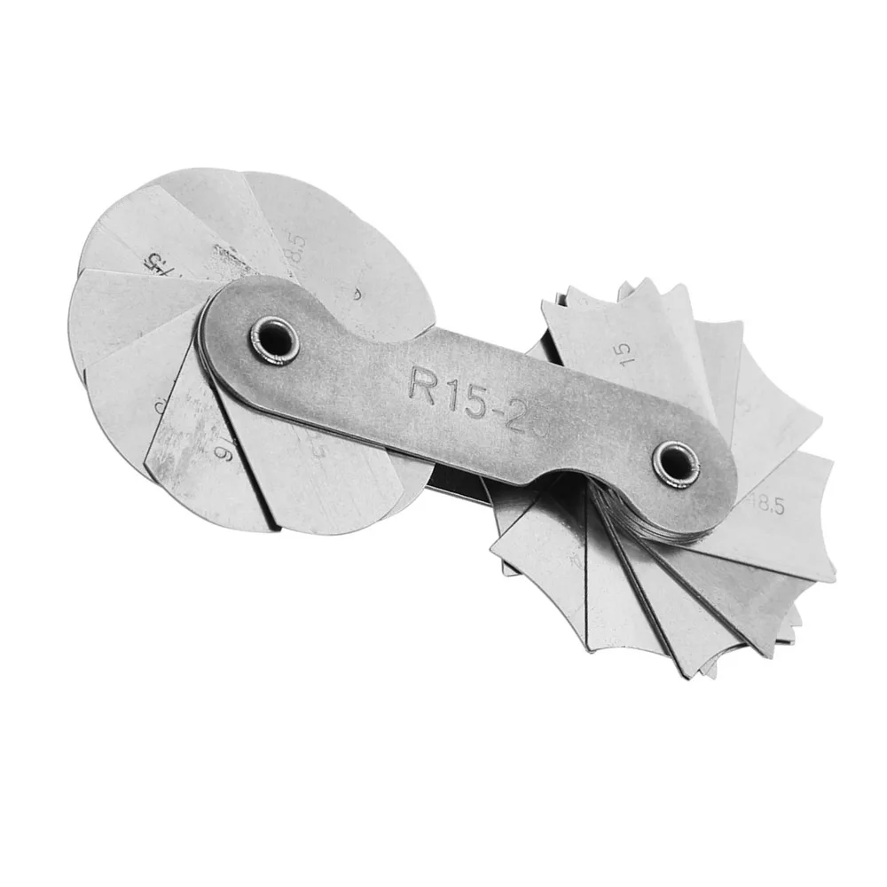 Stainless Steel Radius Fillet Gauge R15-25MM Portable Design Stainless Steel Gauge 32 Plates External Internal Concave Convex