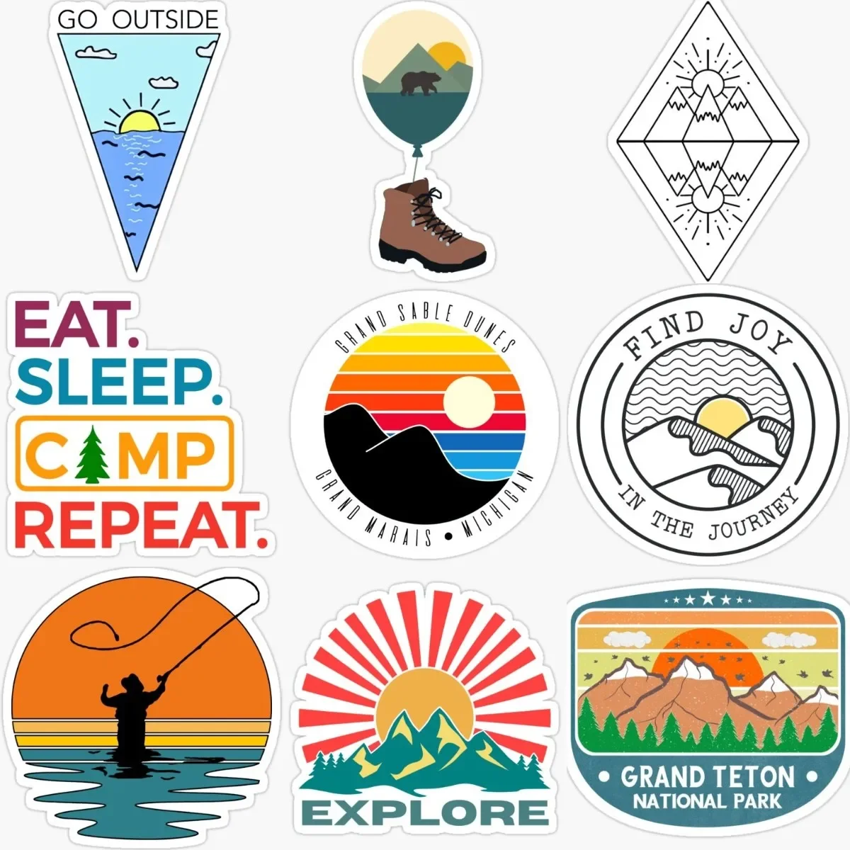 

Sunset Camping Adventure Awaits Creative PVC Waterproof Stickers Accessories for Decorate Car Van Bicycle Table Wall Camper