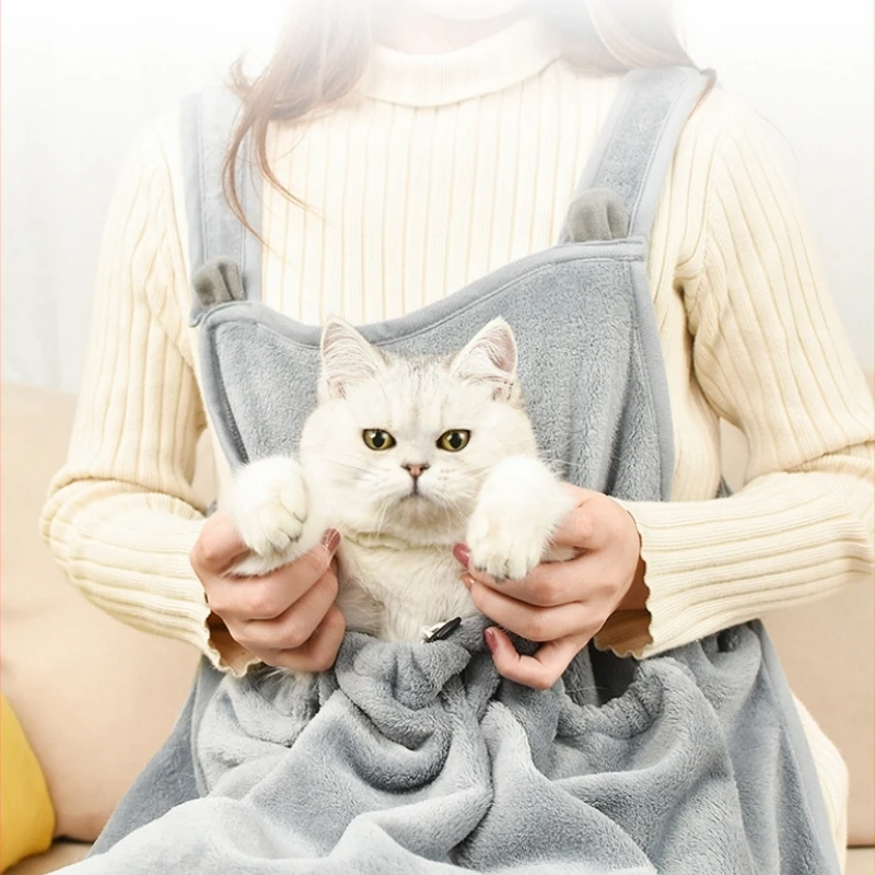 Comfortable Apron For Holding Cats Soft Kitten Bib Kangaroo Pocket Pet Clothes Sleeping Pussy Hugging Suit Litter Dog Supplies