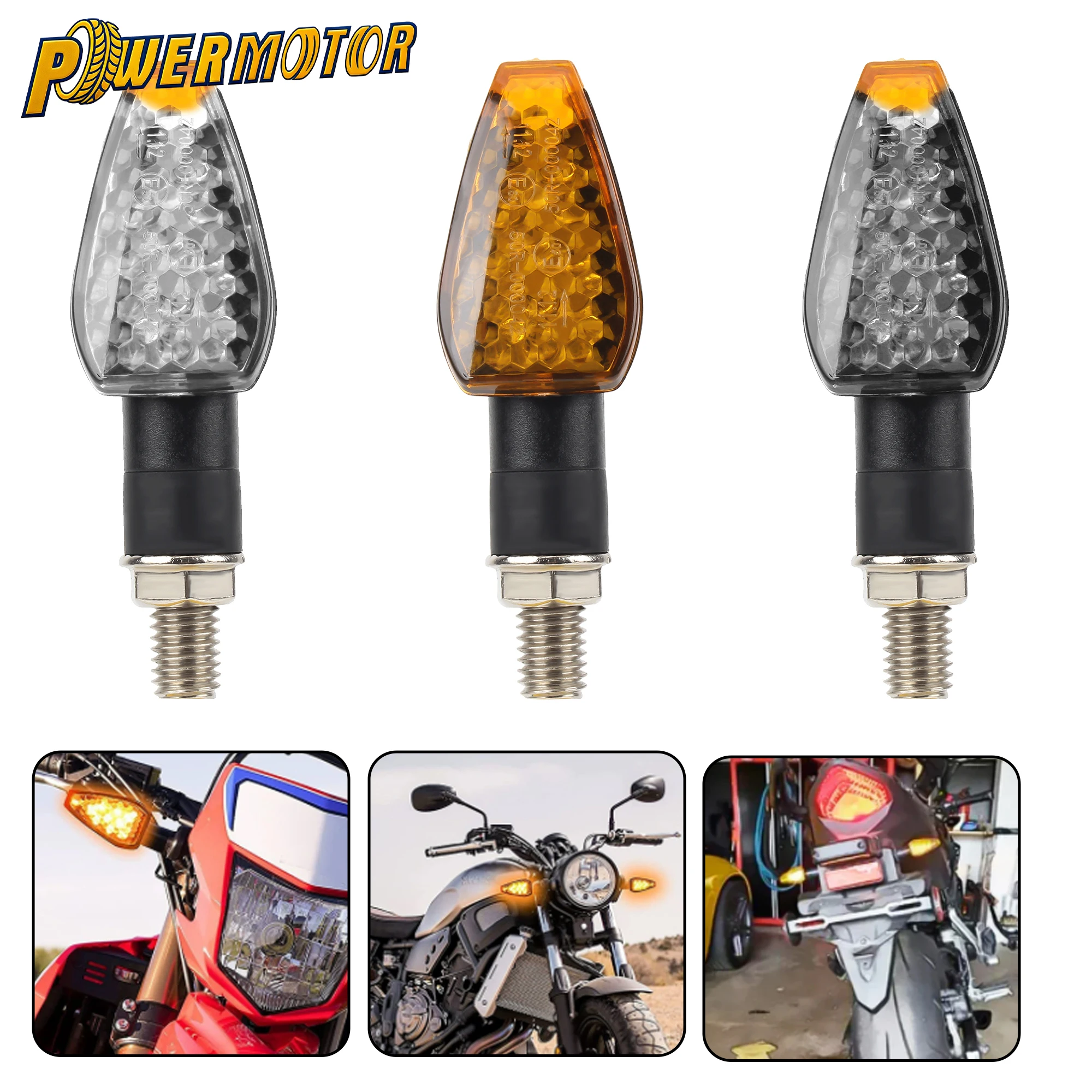 

1 Pair Motorcycle LED Turn Signal Light M10 12V Super Bright Fishscale Flashing Amber Indicator Lamp Modified Accessories