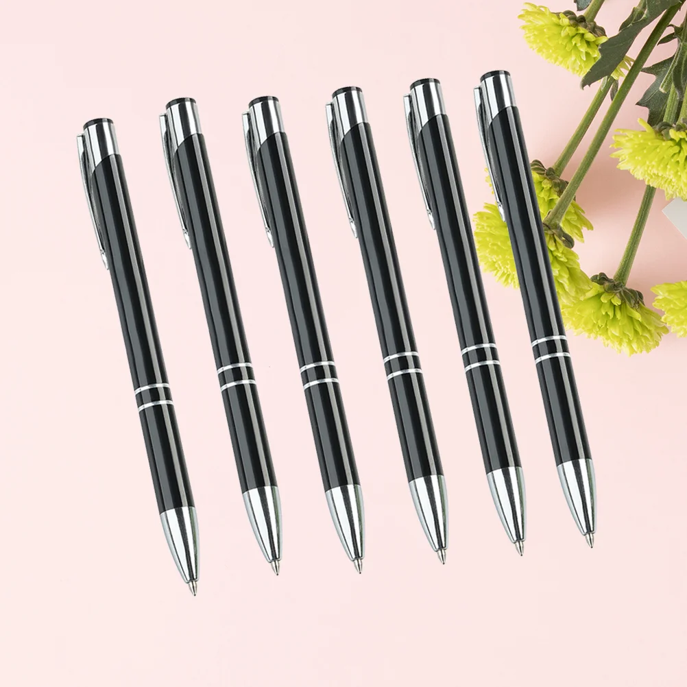 

6 Pcs Fasten to Pocket Ballpoint Pens Firm Construction Gift Metal Fine Tip Binder Retractable School