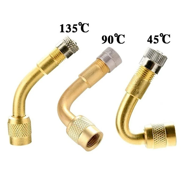 45/90/135 Degree Bent  Air Tyre Valves Adapter Car Valve Inflator Extension Stem Brass for Truck Motorcycle Cycling Accessories