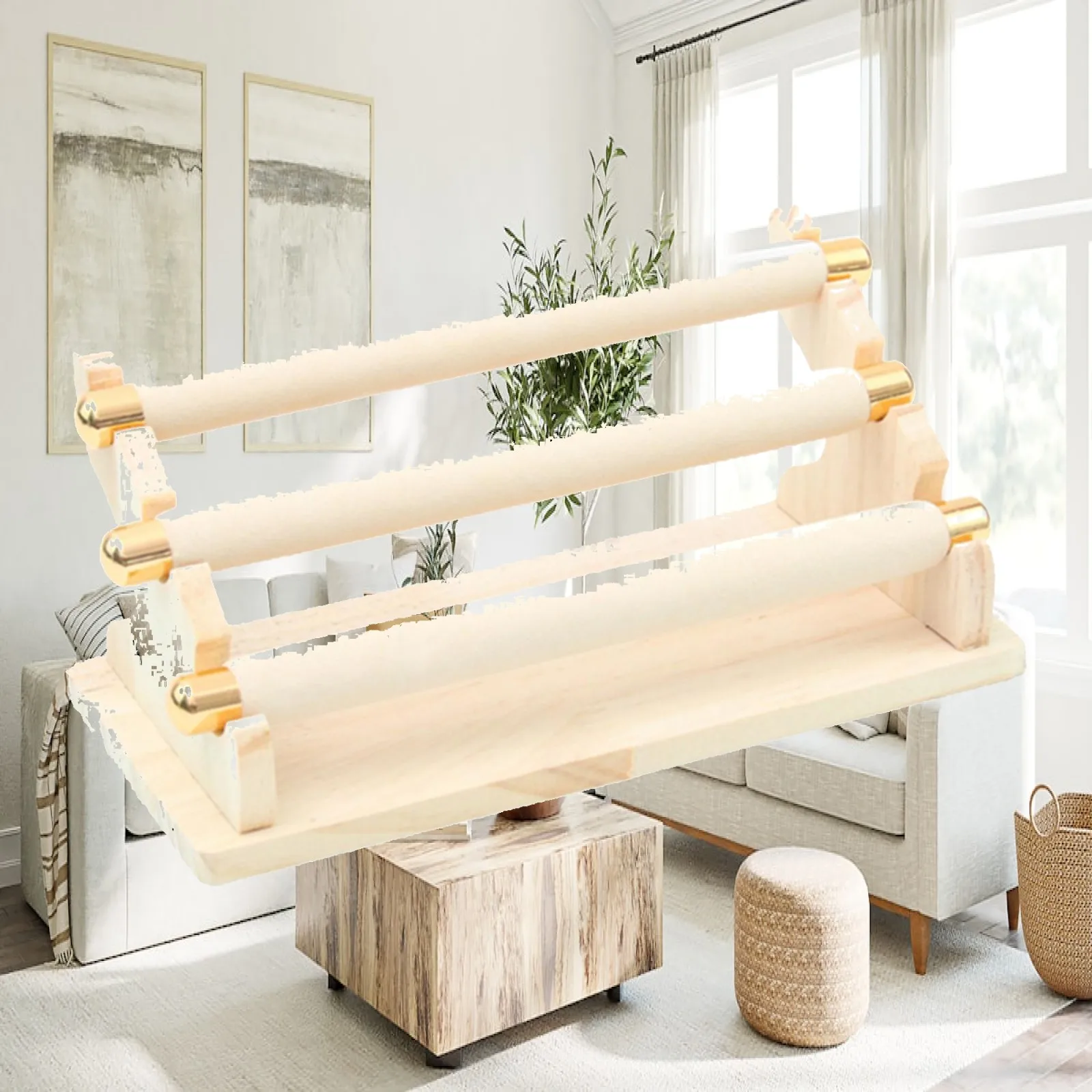 Detachable Wooden Jewelry Rings Display Stand 3 Tier Organizer Holder Rack Tower Freestanding for Dressing Table Cabinet Storage