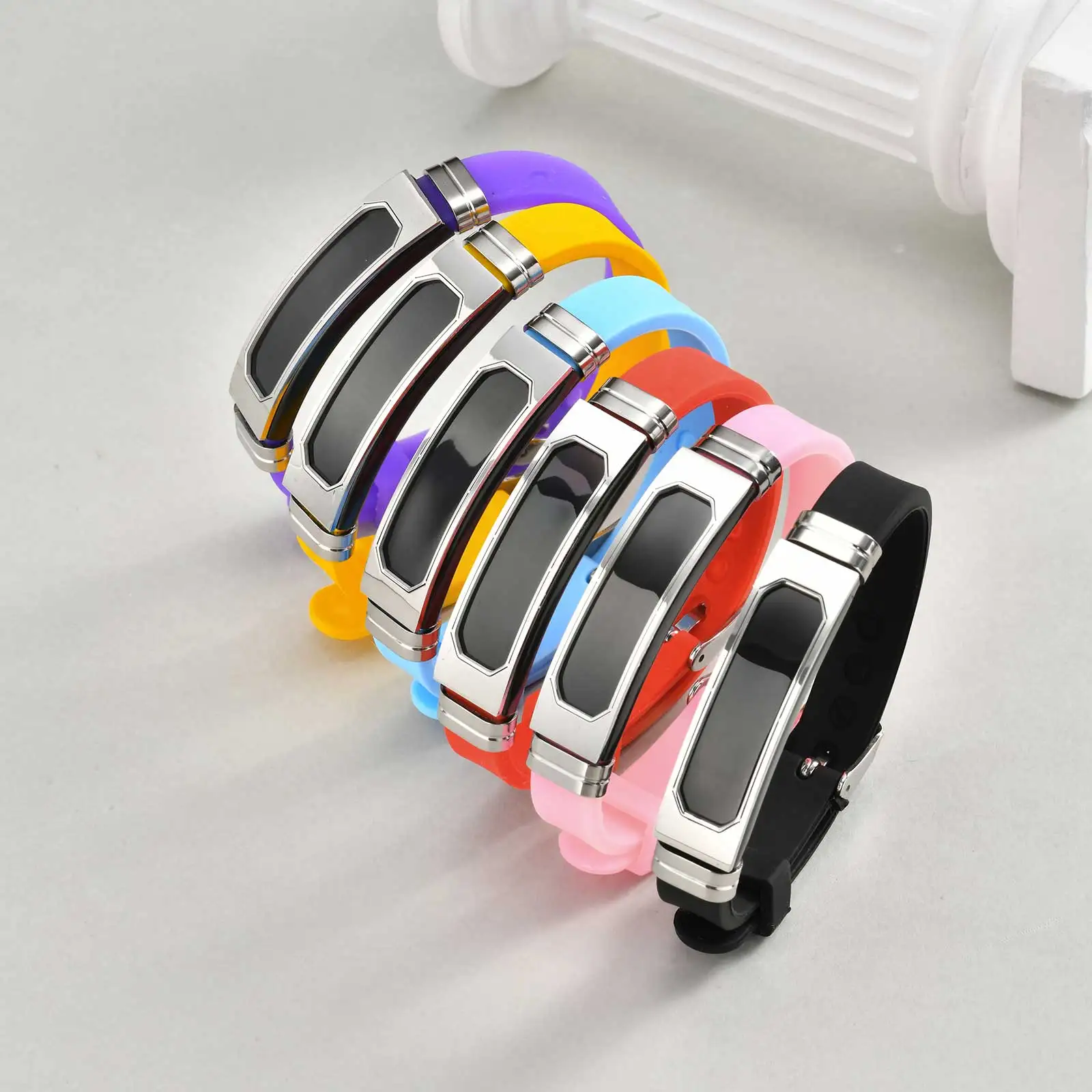 

Personalized Customize Name Stainless Steel Bracelets for Men Women, Adjustable Silicone Bangle Wristband, Custom Jewelry Gift