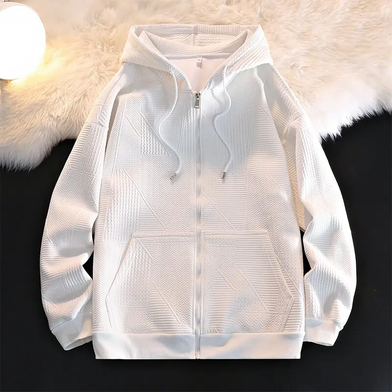 2025 Spring and Autumn New Fashion Trend Solid Color Sports Hoodie Men's Casual Relaxed Comfortable Breathable High-Grade Coat