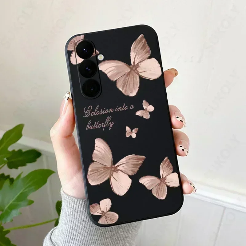 Butterfly Pattern Hand Lanyard Case For Samsung Galaxy S22 S23 S24 Ultra S21 S20 S23 FE A52 A53 A54 5G Soft Silicone Phone Cover