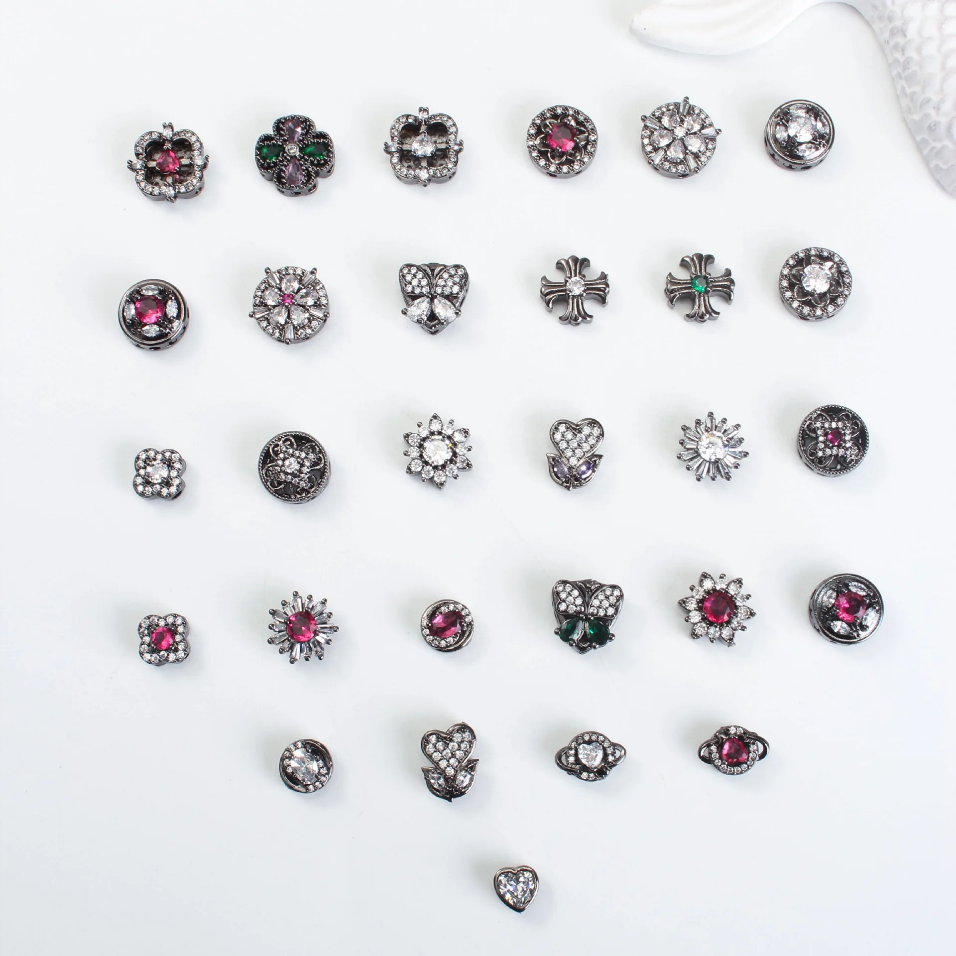 10 Piece Copper Plated Gun Black Multi-pass Hollow Zirconium Bead Accessorie DIY Handmade Bracelet Necklace Jewelry Making Beads