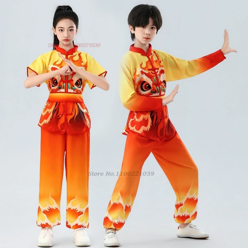 

Традиционный китайский детский костюм для кунг-фу 2026 года с национальным принтом льва, униформа для ушу, кунг-фу, для тренировок и практики в стиле Шаолинь.