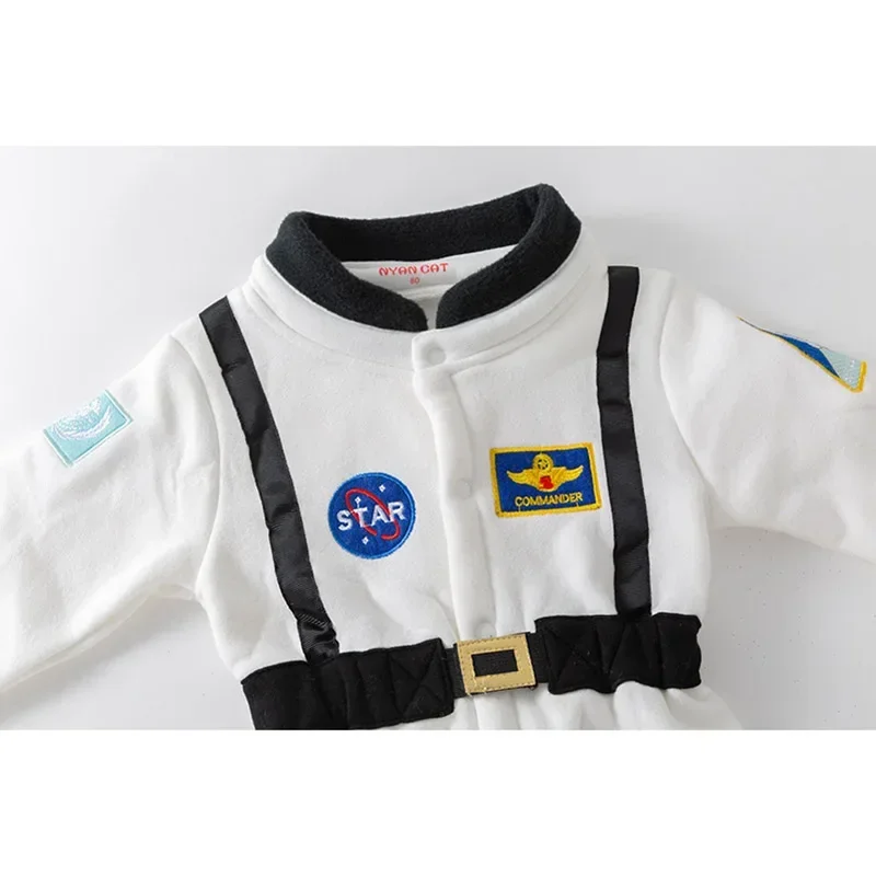 Winter 1-4 Years Old Baby & Toddler Kids Fleece Bodysuit With Elastic Waist Hooded One Piece Jumpsuit Space Astronaut Costume